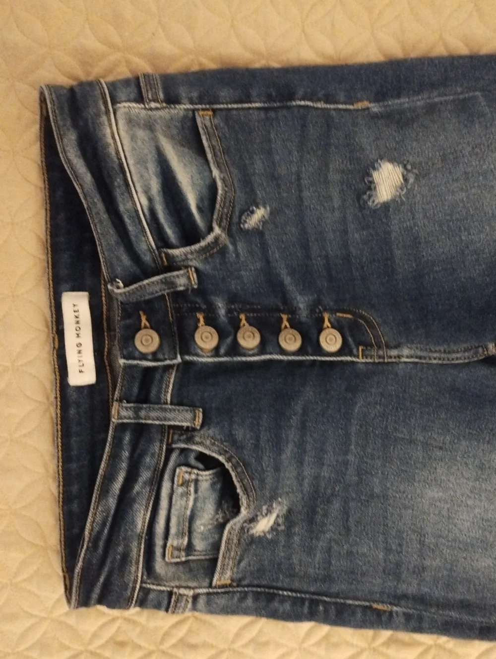 Flying Monkey Distressed High Rise Button Fly Stretch Skinny Jeans Y3536 Size 26